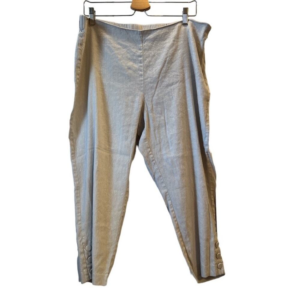 J. Jill Linen Blend Stretch Pants Cropped Pull On Size XL Beige Travel Lagenlook